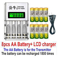 Wltoys XK K200 Parts 8pcs Rechargeable AA battery and LCD Charger for the Transmitter .